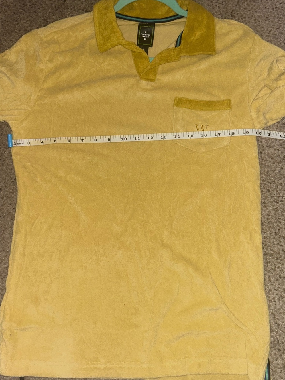 Houston White x Target Terry Cloth Polo Shirt Mustard Yellow Size Small - Picture 6 of 7